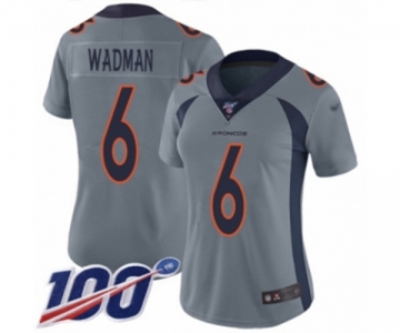 Women's Denver Broncos #6 Colby Wadman Limited Silver Inverted Legend 100th Season Football Jersey