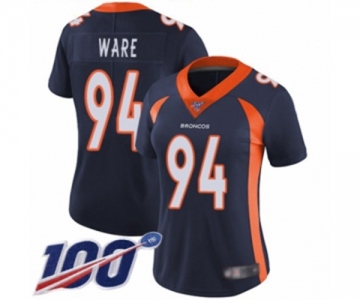 Women's Denver Broncos #94 DeMarcus Ware Navy Blue Alternate Vapor Untouchable Limited Player 100th Season Football Jersey