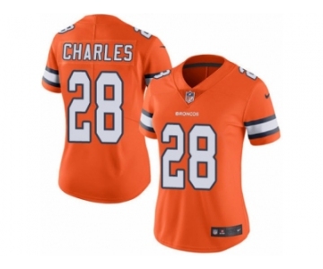Women's Nike Denver Broncos #28 Jamaal Charles Limited Orange Rush NFL Jersey