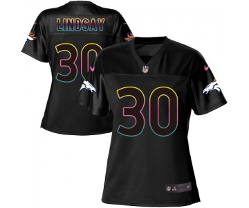 Women's Nike Denver Broncos #30 Phillip Lindsay Game Black Fashion NFL Jersey