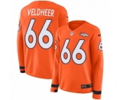 Women's Nike Denver Broncos #66 Jared Veldheer Limited Orange Therma Long Sleeve NFL Jersey