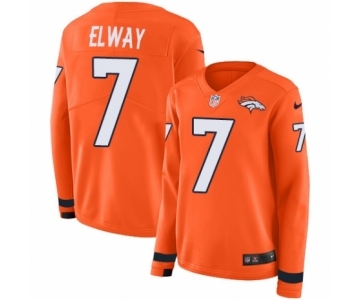 Women's Nike Denver Broncos #7 John Elway Limited Orange Therma Long Sleeve NFL Jersey