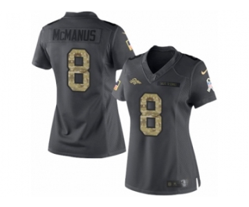 Women's Nike Denver Broncos #8 Brandon McManus Limited Black 2016 Salute to Service NFL Jersey