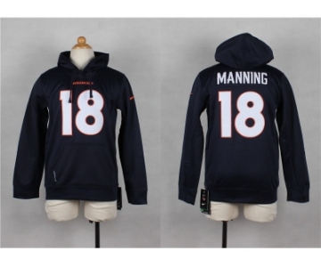 Nike Youth denver broncos #18 peyton manning blue jerseys(Pullover Hoodie)