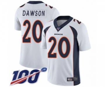 Youth Denver Broncos #20 Duke Dawson White Vapor Untouchable Limited Player 100th Season Football Jersey