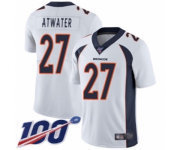 Youth Denver Broncos #27 Steve Atwater White Vapor Untouchable Limited Player 100th Season Football Jersey