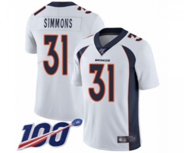 Youth Denver Broncos #31 Justin Simmons White Vapor Untouchable Limited Player 100th Season Football Jersey