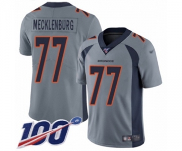 Youth Denver Broncos #77 Karl Mecklenburg Limited Silver Inverted Legend 100th Season Football Jersey