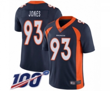 Youth Denver Broncos #93 Dre'Mont Jones Navy Blue Alternate Vapor Untouchable Limited Player 100th Season Football Jersey