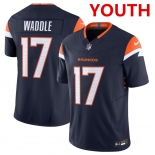 Youth Denver broncos #17 Jaylen Waddle navy 2026 f.u.s.e vapor untouchable limited stitched jersey