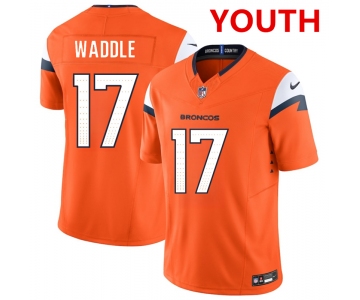 Youth Denver broncos #17 Jaylen Waddle orange 2026 f.u.s.e. vapor limited stitched football jersey
