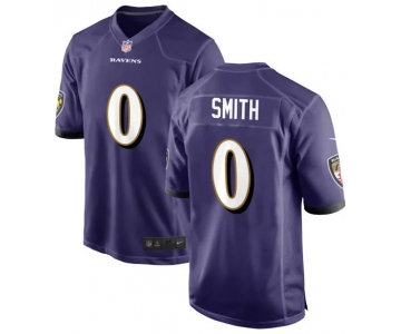 Men's Baltimore Ravens #0 Smith Game Purple Football Jersey