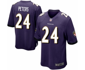 Men's Baltimore Ravens #24 Marcus Peters Game Purple Team Color Football Jersey