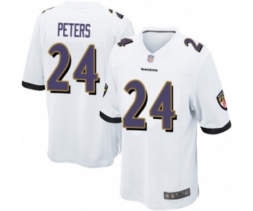 Men's Baltimore Ravens #24 Marcus Peters Game White Football Jersey