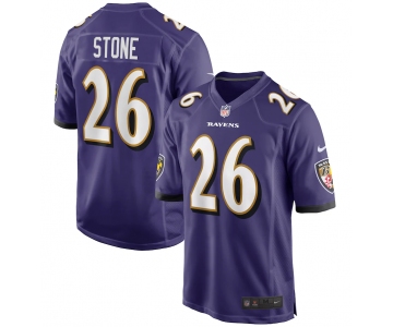 Men's Baltimore Ravens #26 Geno Stone  Game Purple Football Jersey