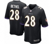 Men's Baltimore Ravens #28 Justin Bethel Game Black Alternate Football Jersey