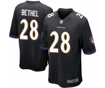 Men's Baltimore Ravens #28 Justin Bethel Game Black Alternate Football Jersey