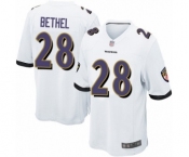 Men's Baltimore Ravens #28 Justin Bethel Game White Football Jersey