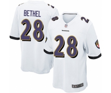 Men's Baltimore Ravens #28 Justin Bethel Game White Football Jersey