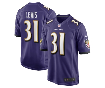 Men's Baltimore Ravens #31 Lewis Game Purple 2024 New Football Jersey
