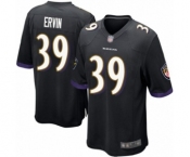 Men's Baltimore Ravens #39 Tyler Ervin Game Black Alternate Football Jersey