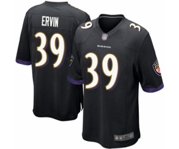 Men's Baltimore Ravens #39 Tyler Ervin Game Black Alternate Football Jersey