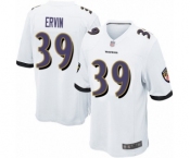 Men's Baltimore Ravens #39 Tyler Ervin Game White Football Jersey