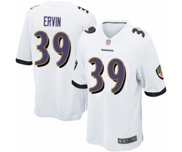 Men's Baltimore Ravens #39 Tyler Ervin Game White Football Jersey