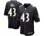 Men's Baltimore Ravens #43 Justice Hill Game Black Alternate Football Jersey