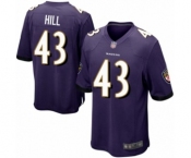 Men's Baltimore Ravens #43 Justice Hill Game Purple Team Color Football Jersey