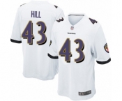 Men's Baltimore Ravens #43 Justice Hill Game White Football Jersey