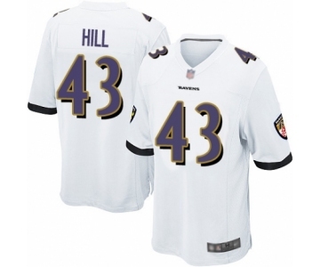 Men's Baltimore Ravens #43 Justice Hill Game White Football Jersey