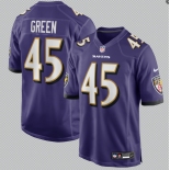 Men's Baltimore Ravens #45 Green Game Purple Football Jersey