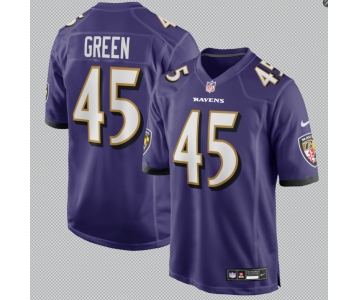 Men's Baltimore Ravens #45 Green Game Purple Football Jersey
