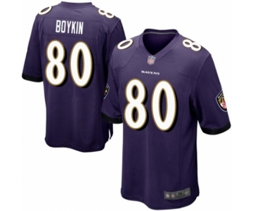 Men's Baltimore Ravens #80 Miles Boykin Game Purple Team Color Football Jersey