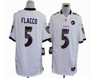 nike nfl jerseys baltimore ravens #5 flacco white[game Art Patch]