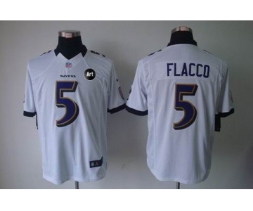 nike nfl jerseys baltimore ravens #5 flacco white[nike limited Art Patch]