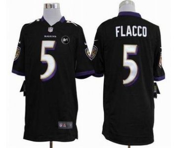 nike nfl jerseys baltimore ravens #5 joe flacco black[game Art Patch]