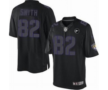 nike nfl jerseys baltimore ravens #82 smith black[nike Impact Limited Art Patch]