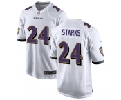 Men's Baltimore Ravens #24 Malaki Starks Nike White Game Black New Football Jerseyd Jersey