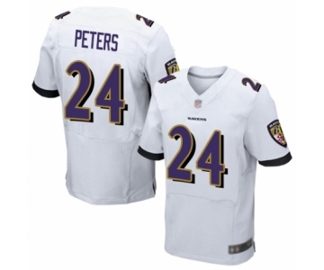 Men's Baltimore Ravens #24 Marcus Peters Elite White Football Jersey