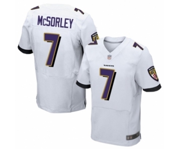 Men's Baltimore Ravens #7 Trace McSorley Elite White Football Jersey