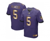 Nike Baltimore Ravens #5 Joe Flacco Purple Team Color Men's Stitched NFL New Elite Gold Jersey