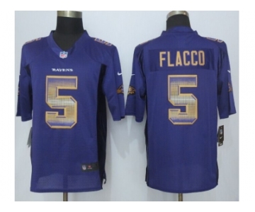 2015 new nike baltimore ravens #5 flacco purple strobe jerseys[limited]