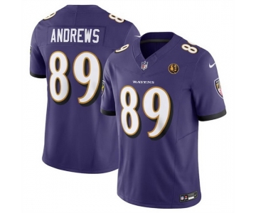 Men Baltimore Ravens #89 Mark Andrews Purple 2023 F U S E With John Madden Patch Vapor Limited Stitched Football Jersey