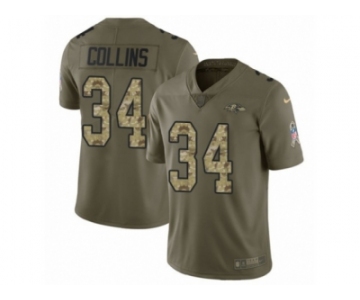 Men Nike Baltimore Ravens #34 Alex Collins Limited Olive Camo Salute to Service NFL Jersey