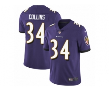 Men Nike Baltimore Ravens #34 Alex Collins Purple Team Color Vapor Untouchable Limited Player NFL Jersey