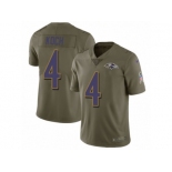 Men Nike Baltimore Ravens #4 Sam Koch Limited Olive 2017 Salute to Service NFL Jersey
