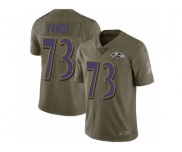 Men Nike Baltimore Ravens #73 Marshal Yanda Limited Olive 2017 Salute to Service NFL Jersey
