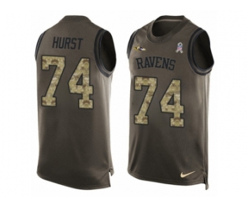 Men Nike Baltimore Ravens #74 James Hurst Limited Green Salute to Service Tank Top NFL Jersey